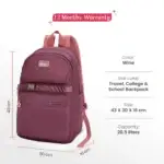Genie Maple Casual Laptop Backpack Wine - Image 5