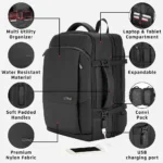 Safari Zeus 33L Black Formal Backpack Suitcase with 2 Way Handle and Compression Straps - Image 14